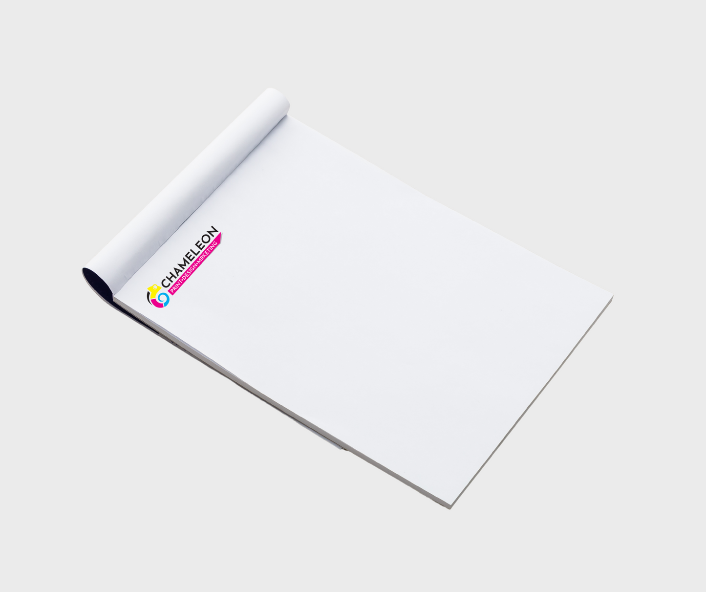 Block mit Leimbindung und Deckblatt DIN A5 quer, 50 Blatt, 4/0 farbig einseitig bedruckt