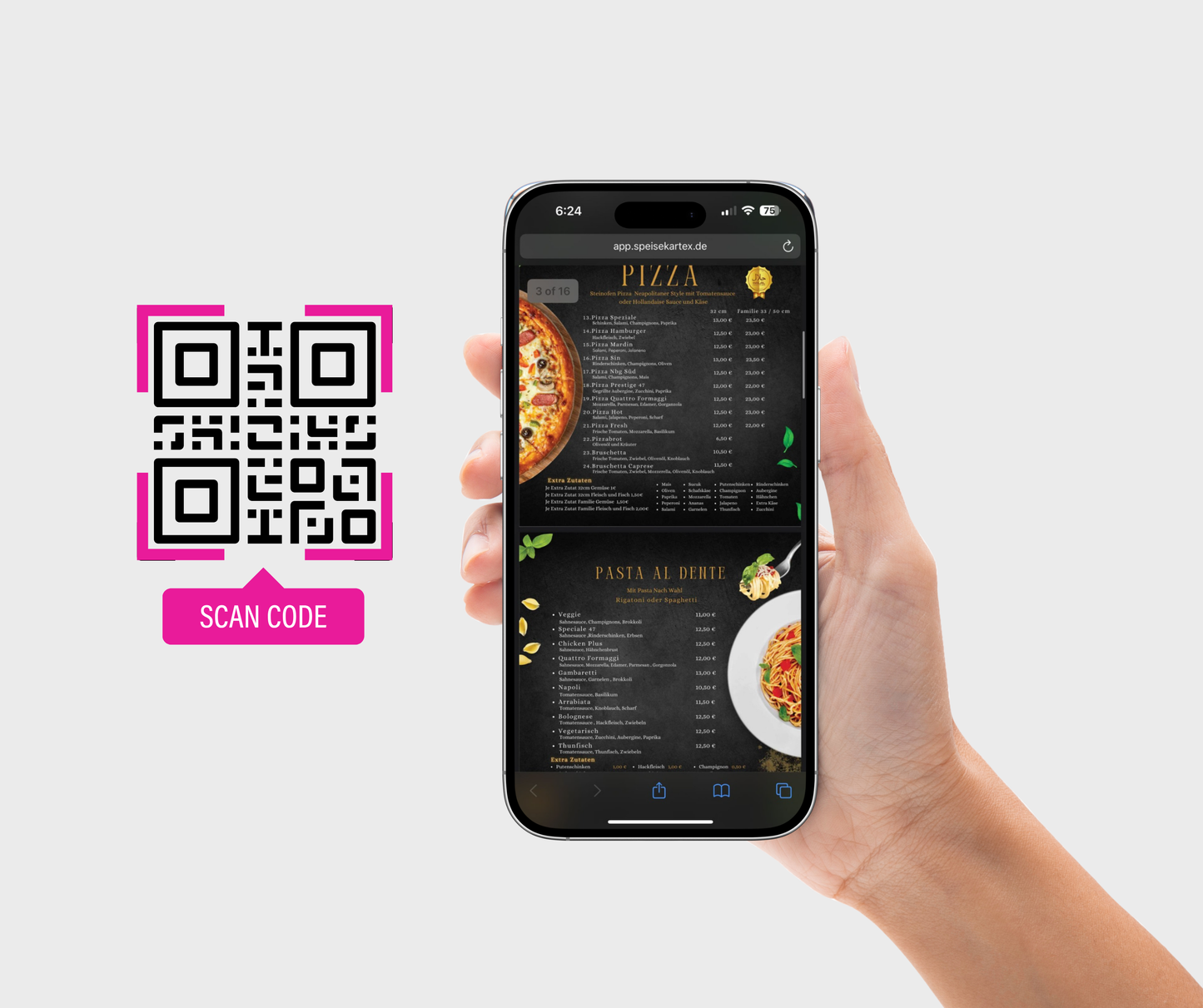 Speisekarte als QR Code pdf