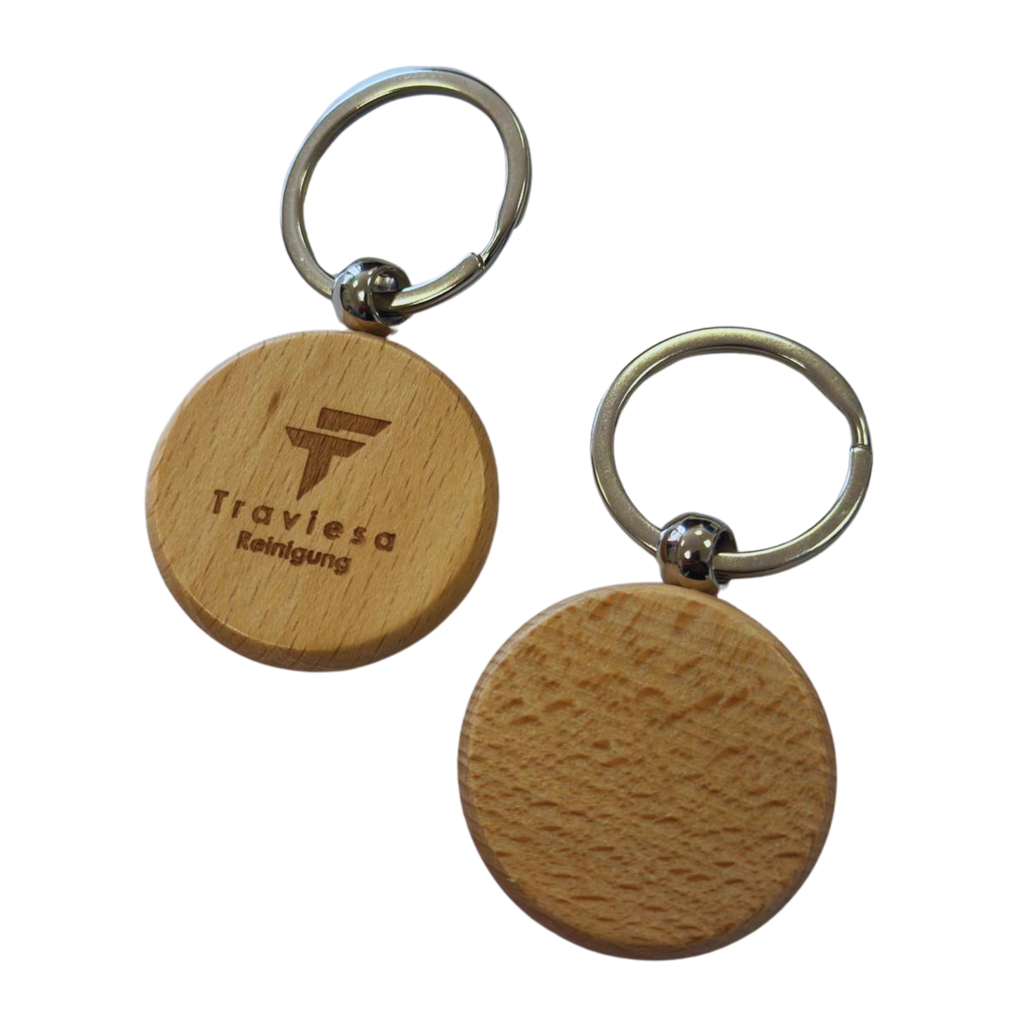 Holz Schlüsselanhänger rund mit einseitiger Lasergravur